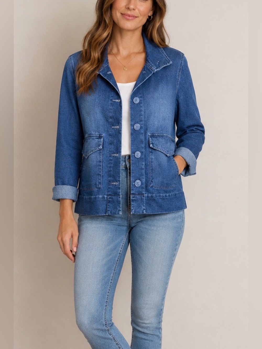 Christopher & Banks Casual Blue Jacket  Blazer Overcoat Size PS Petite Small NWT